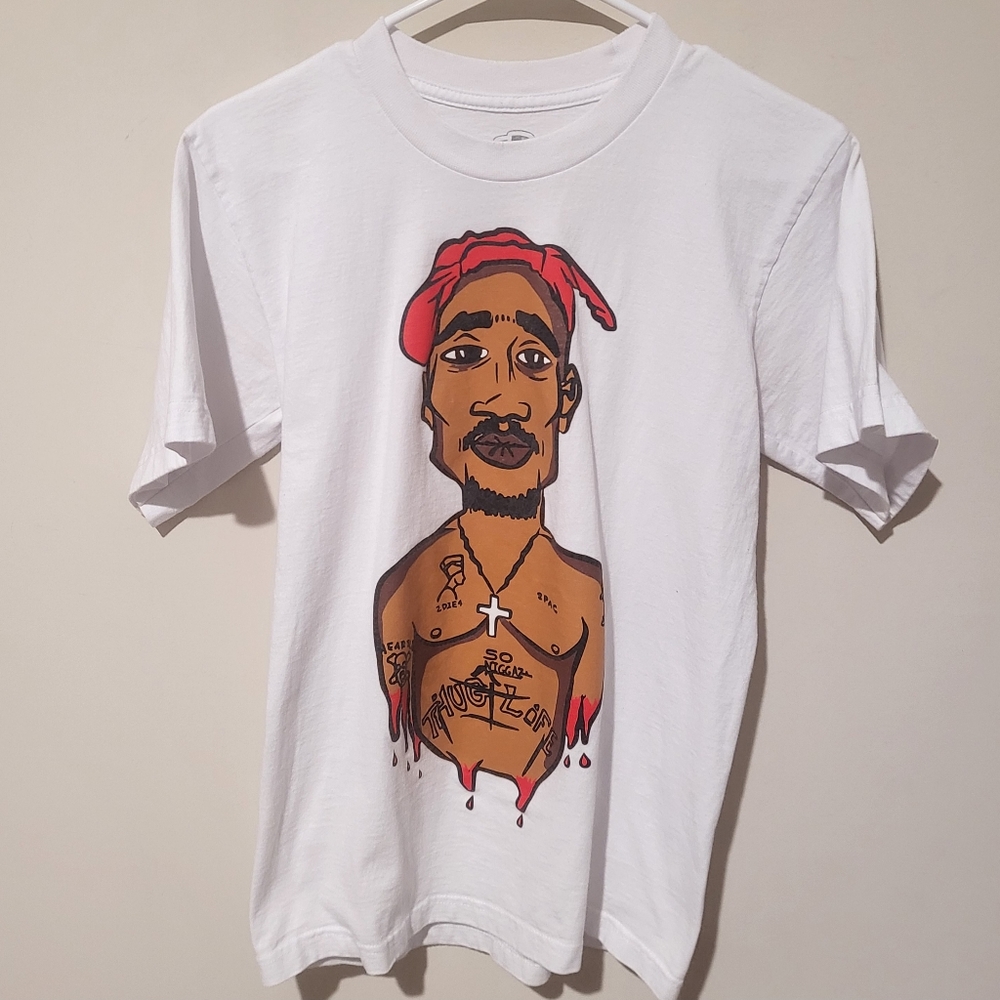 Million Dolla Motive Streetwear “Tupac Shakur” Caracture T-Shirt Size Small - Picture 1 of 5